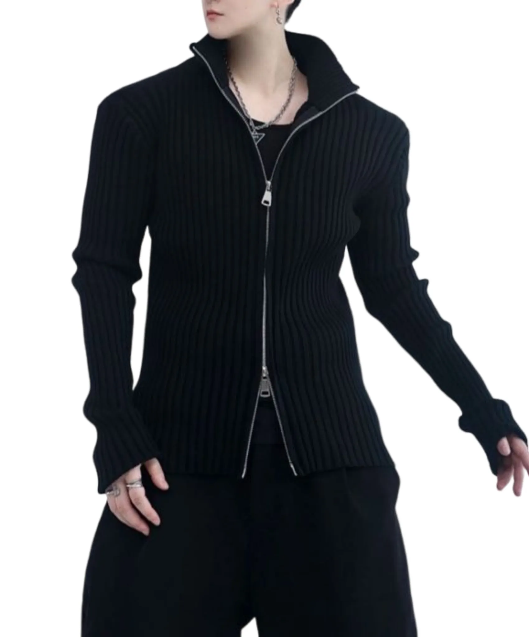 【style57】dark mode outfit set EN1854（jacket   sweater   pants set）