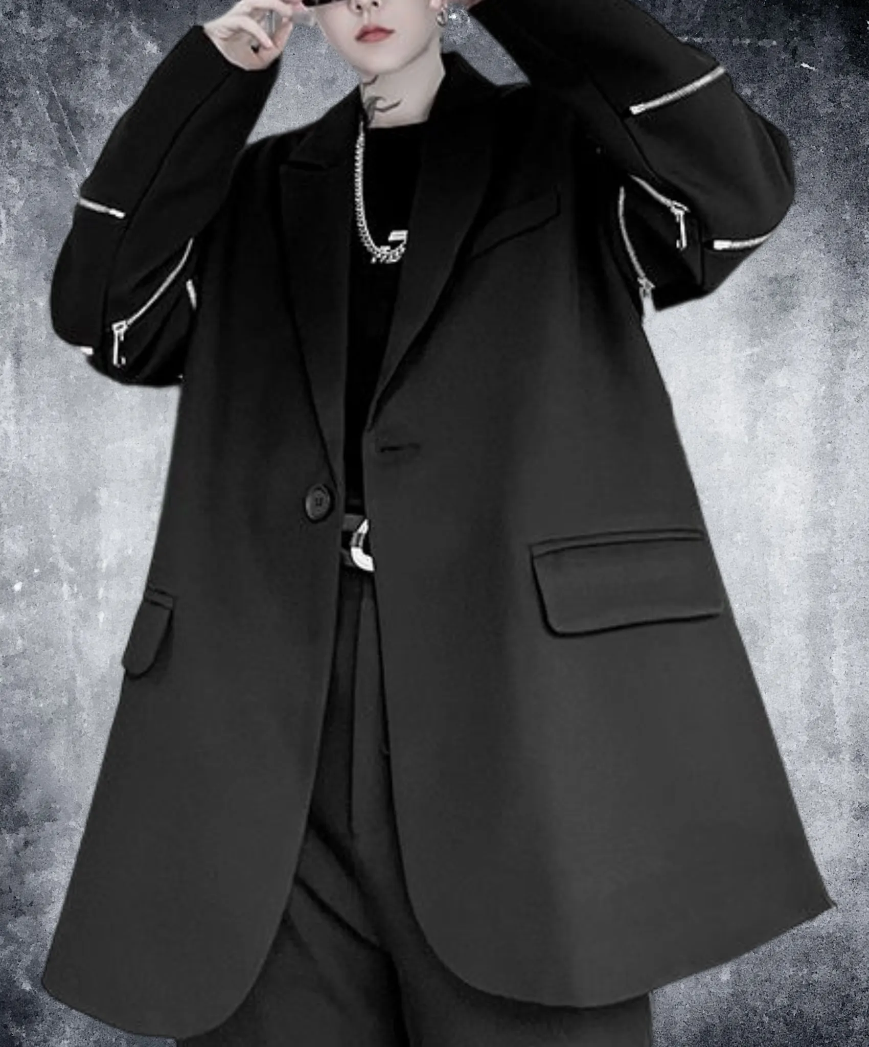 【style57】dark mode outfit set EN1854（jacket   sweater   pants set）
