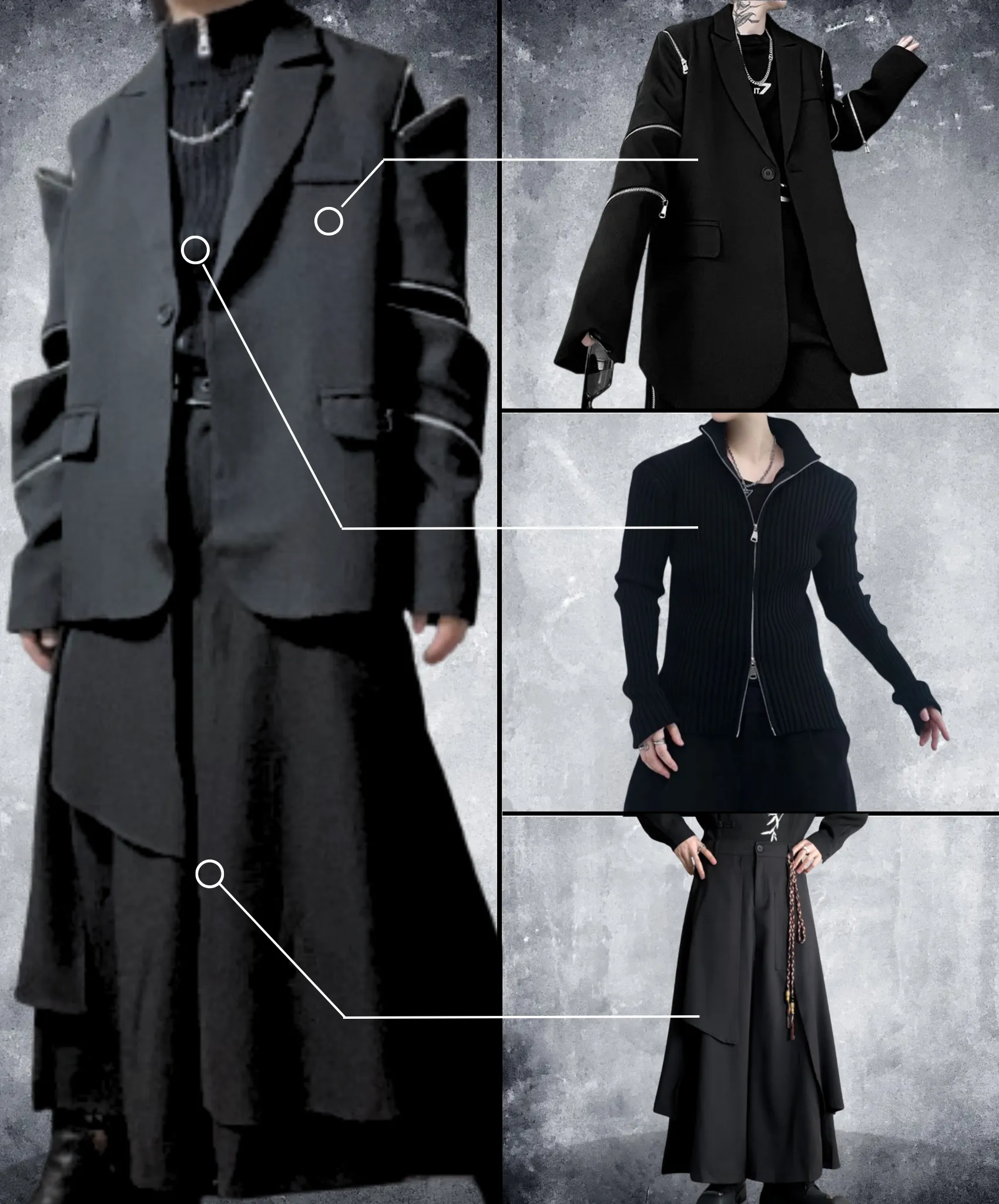 【style57】dark mode outfit set EN1854（jacket   sweater   pants set）
