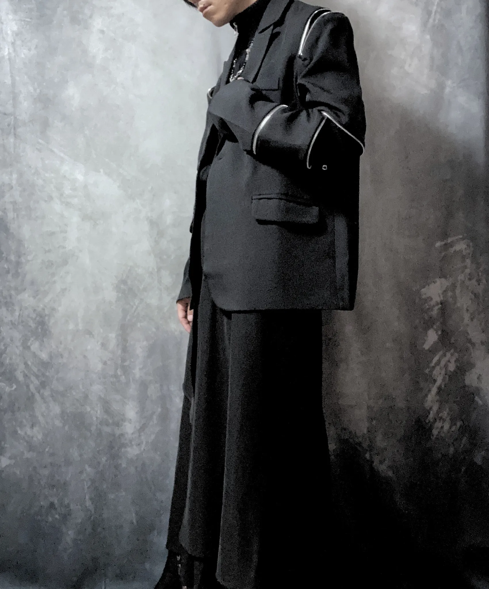 【style57】dark mode outfit set EN1854（jacket   sweater   pants set）