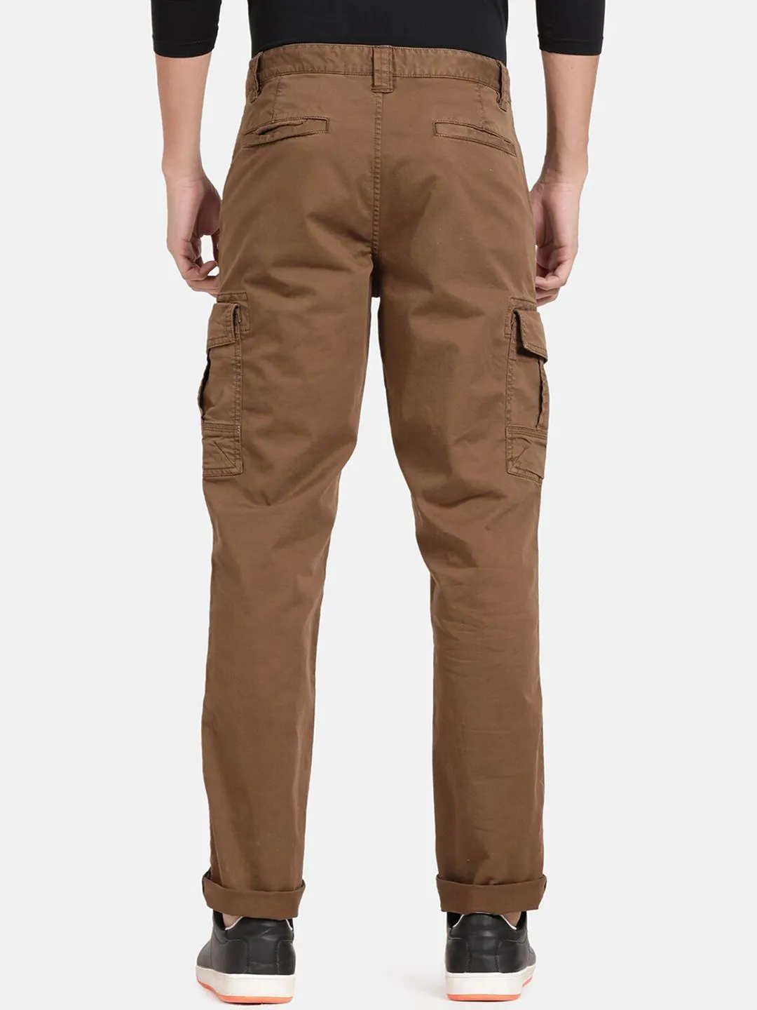 T-Base Men Brown Cargos Cotton Trousers